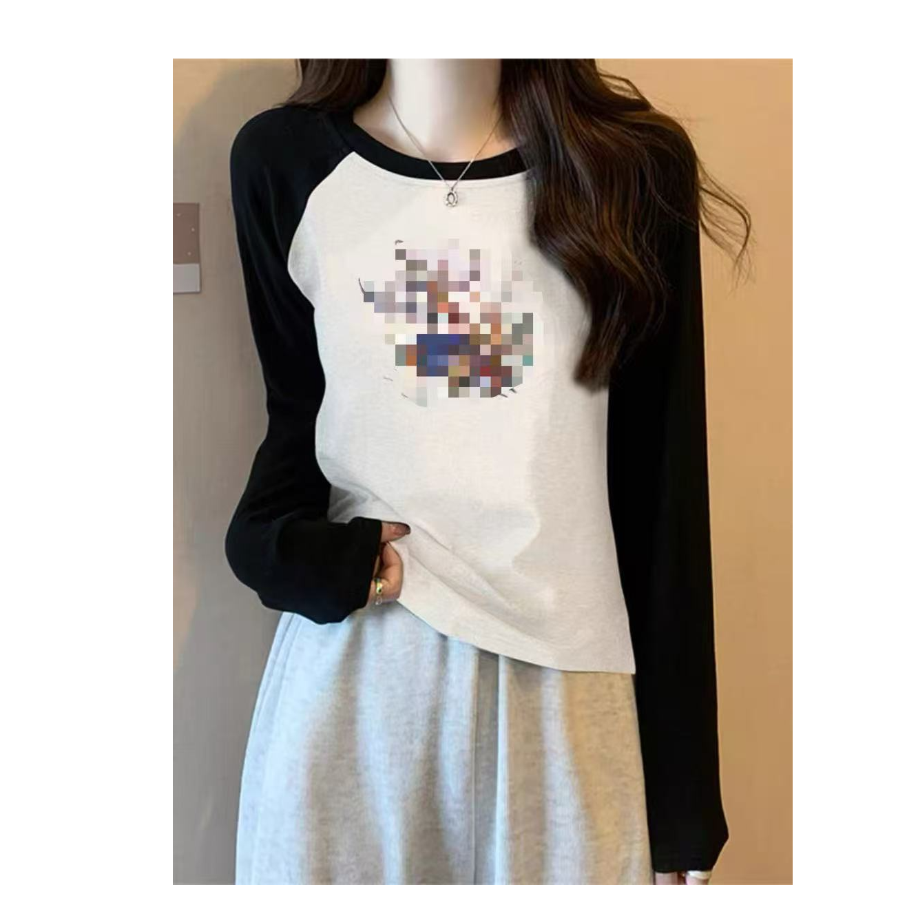 613长袖T恤女春秋装新款打底衫胖妹妹显瘦休闲宽松上衣5037