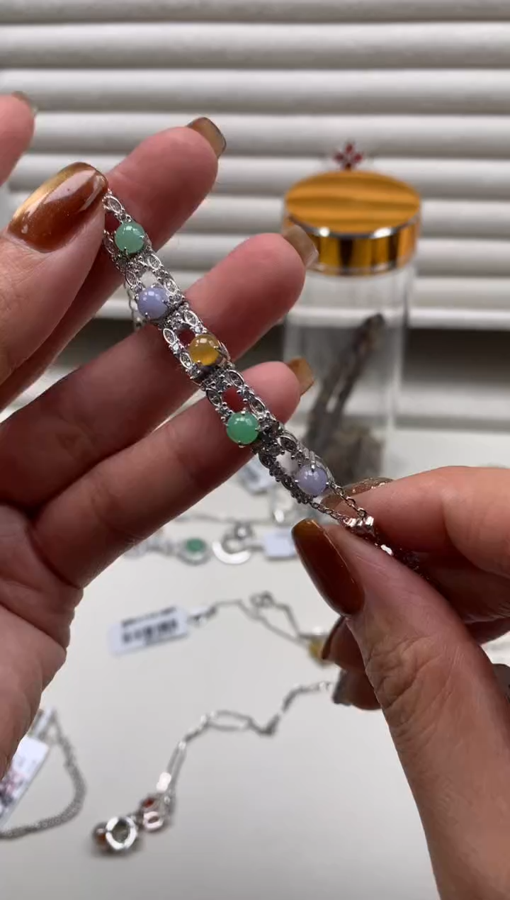 银S925镶嵌戒指翡翠手链