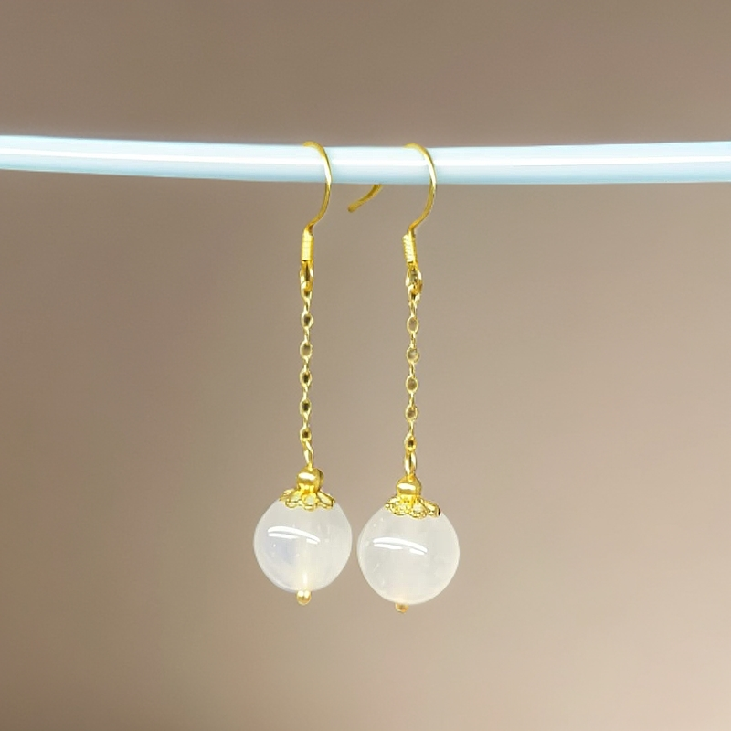 （体验款）玉髓耳饰，百搭款气质款珠子卡10mm大方款耳坠100