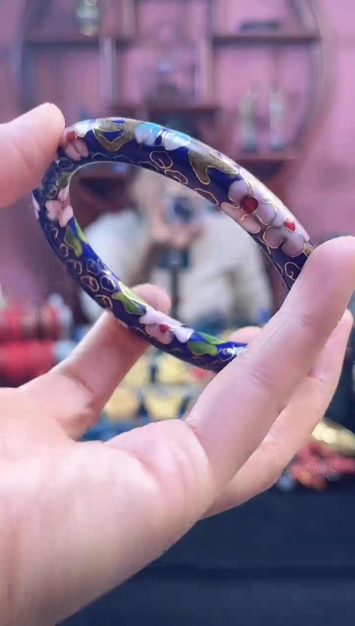 非遗 景泰蓝 公主镯 宝蓝 60  细