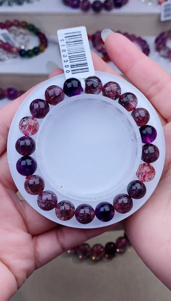 未镶嵌手链水晶黑加仑超七9m+