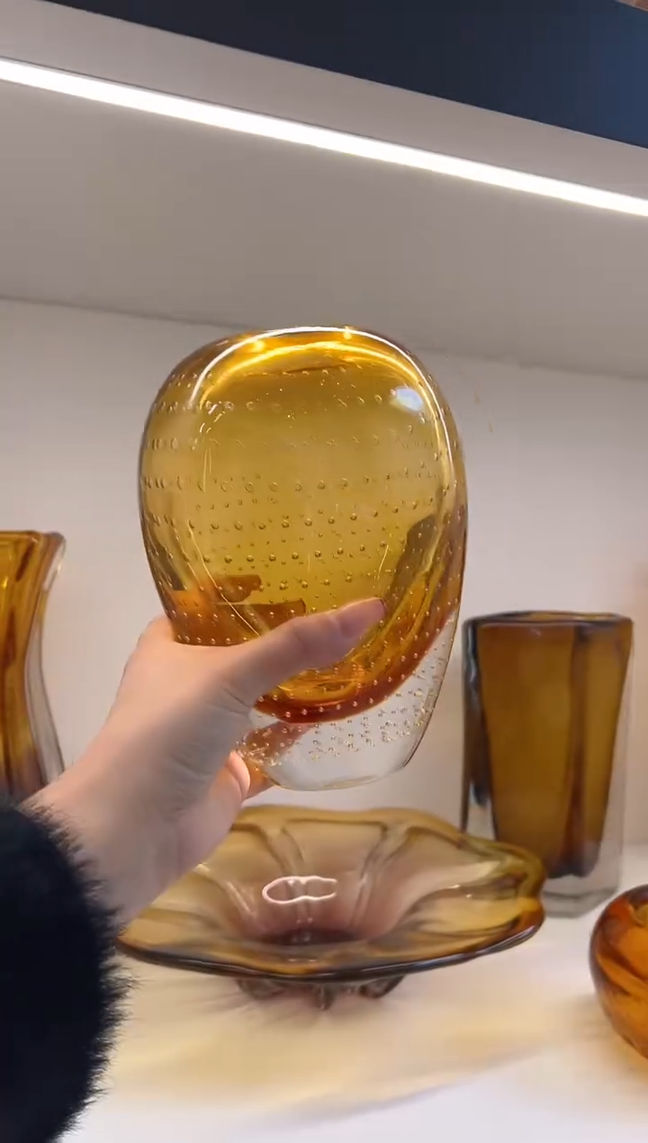 【闪购商品】琉璃琥珀金气泡花瓶