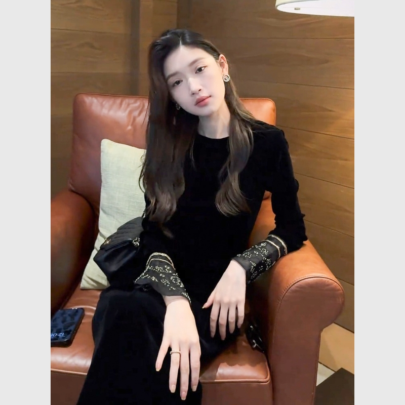 国风女装秋季2025新款外贸原单气质轻奢新中式黑色丝绒衬衫上衣女