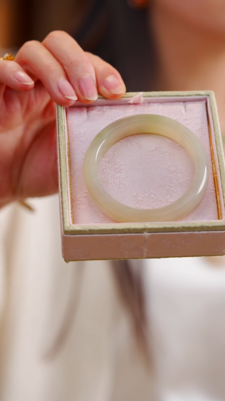 【闪购商品】和田玉（翠青玉）手镯18K金镶嵌翠青手镯