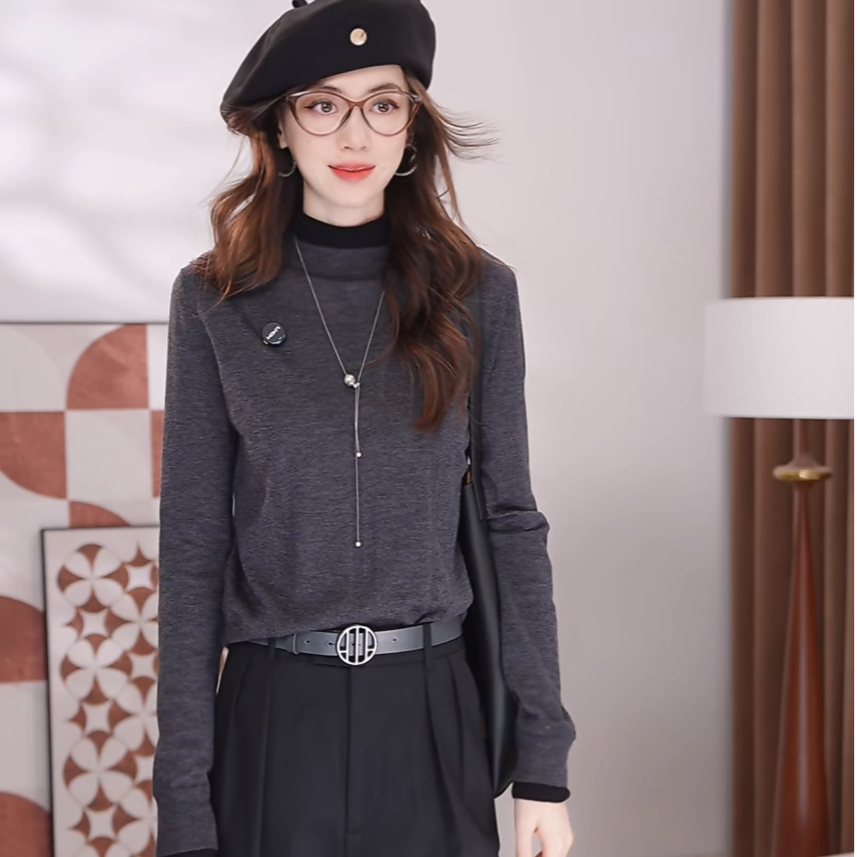 AMASS/阿玛施 新款套头高领毛衣秋冬时尚休闲针织长袖上衣5399308