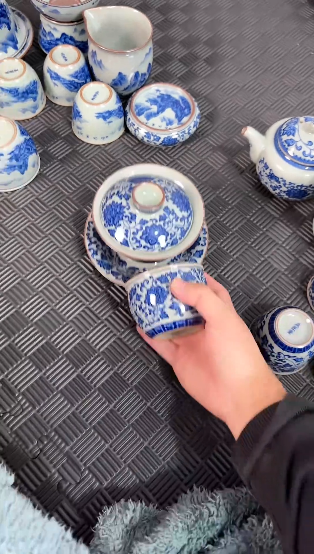 其他陶十*张景德镇陶瓷茶具老陶泥缠枝莲元宝盖碗主人杯