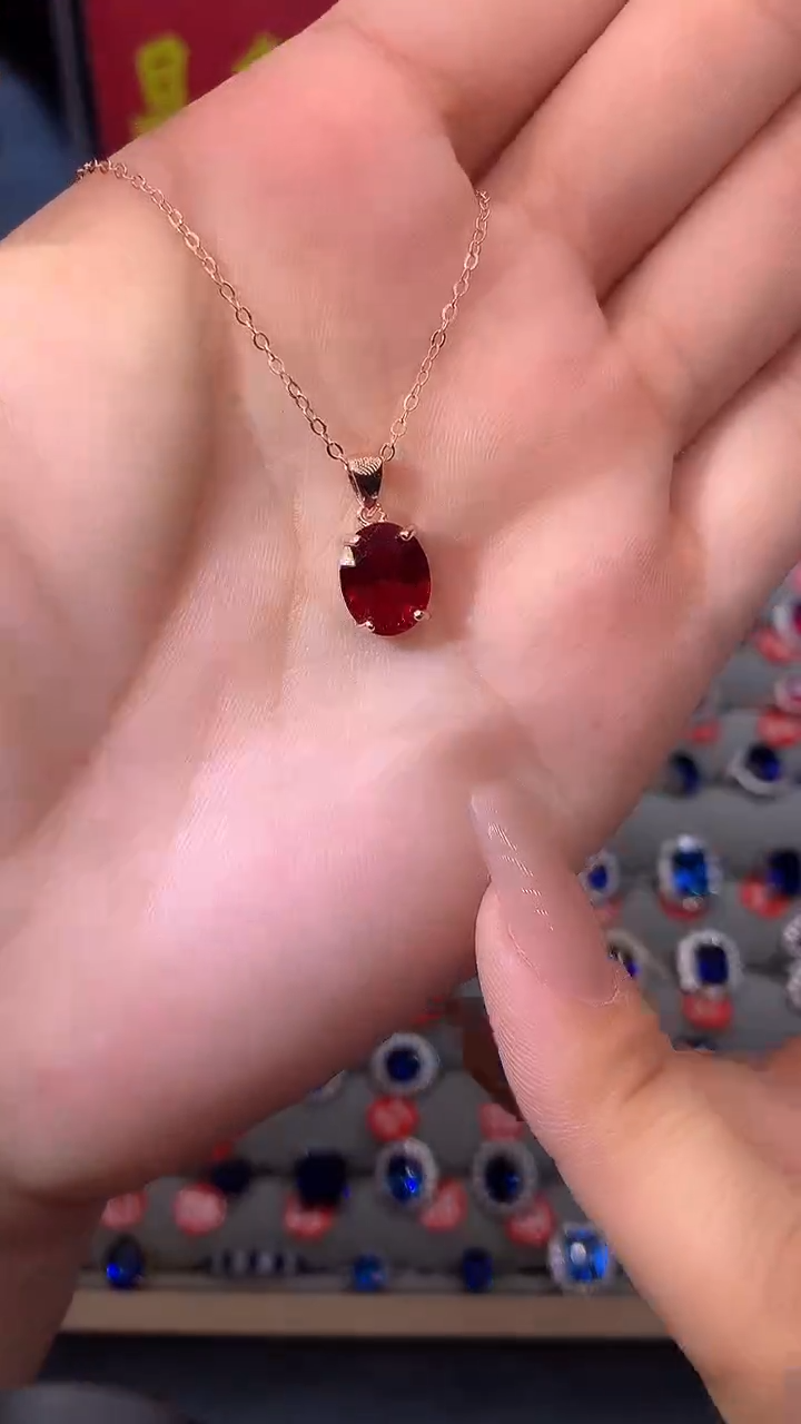 【闪购商品】红宝石吊坠(赠链)银S925镶嵌11111