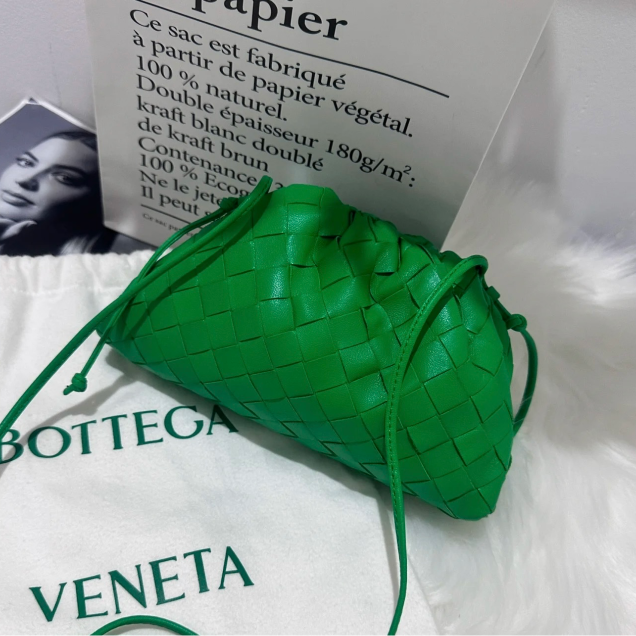 99新 BOTTEGA VENETA/葆蝶家 7姐专场/翡翠绿编织饺子包