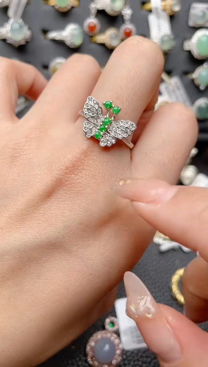 【闪购商品】翡翠戒指银S925镶嵌2222222222  37