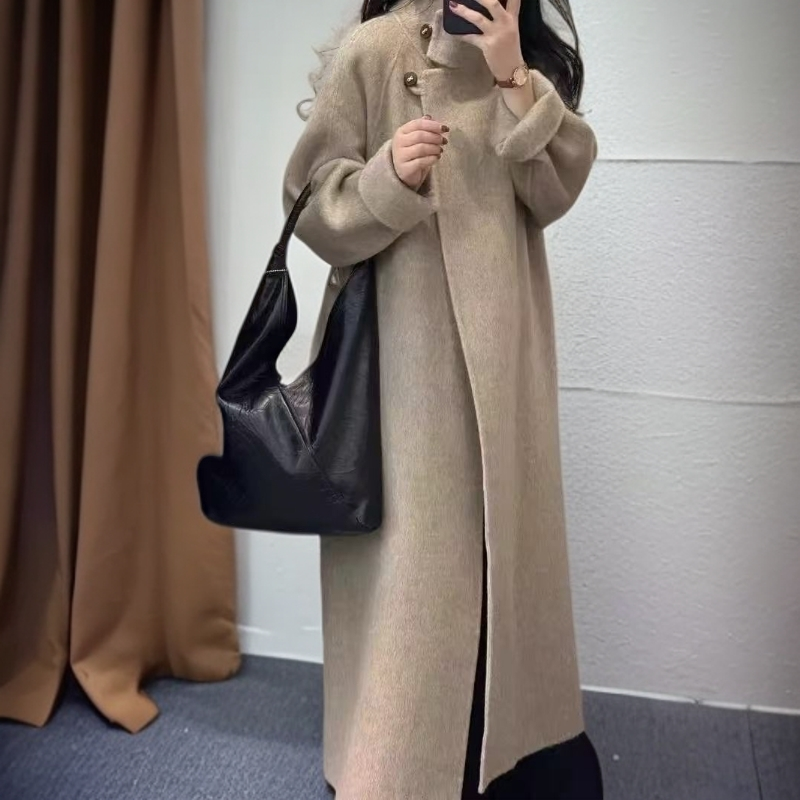 百搭老钱风女装高品质气质女士长款双面羊毛大衣显高显瘦