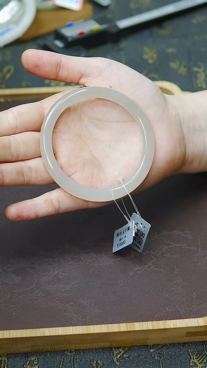 未镶嵌手镯和田玉58-59圈口高冰特色藕紫