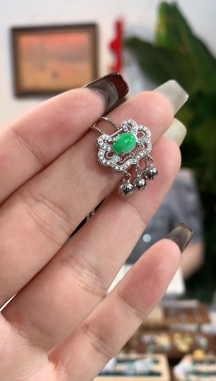 翡翠银S925镶嵌吊坠(不含链)吊坠