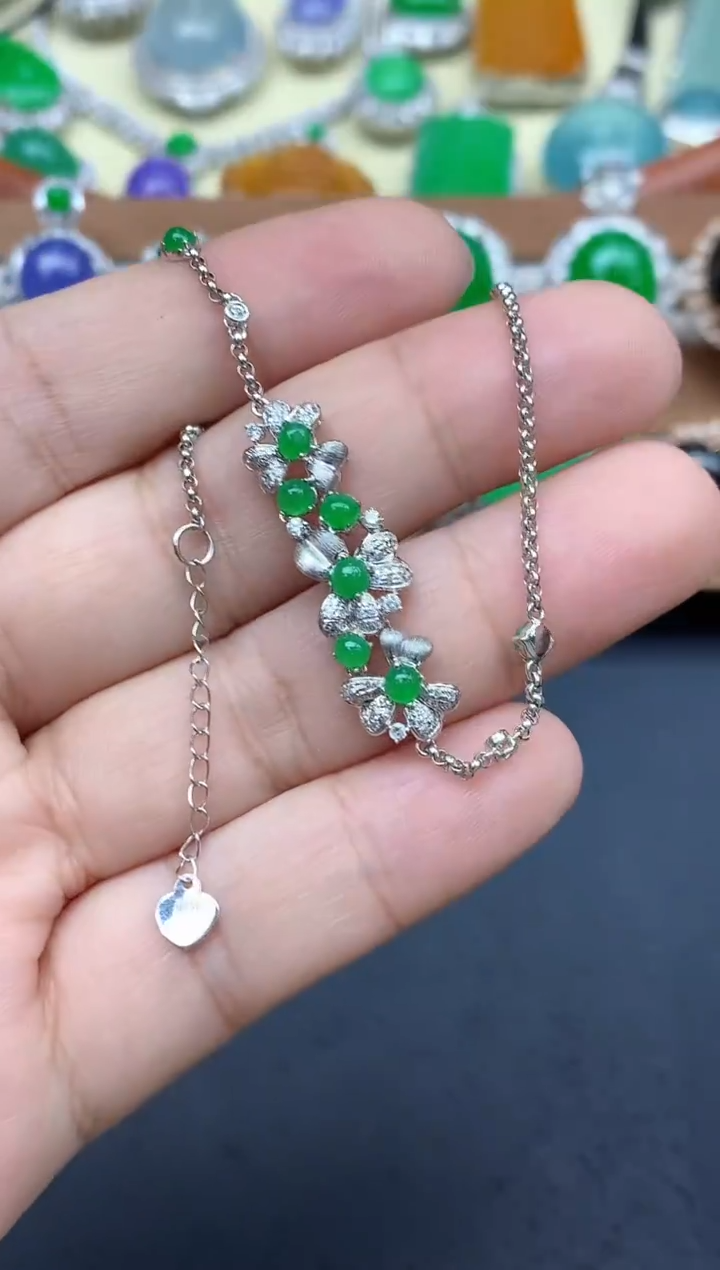 18K金镶嵌手链翡翠245-中国好珍宝