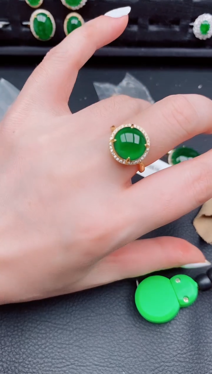 【闪购商品】翡翠戒指银S925镶嵌天然a货翡翠562