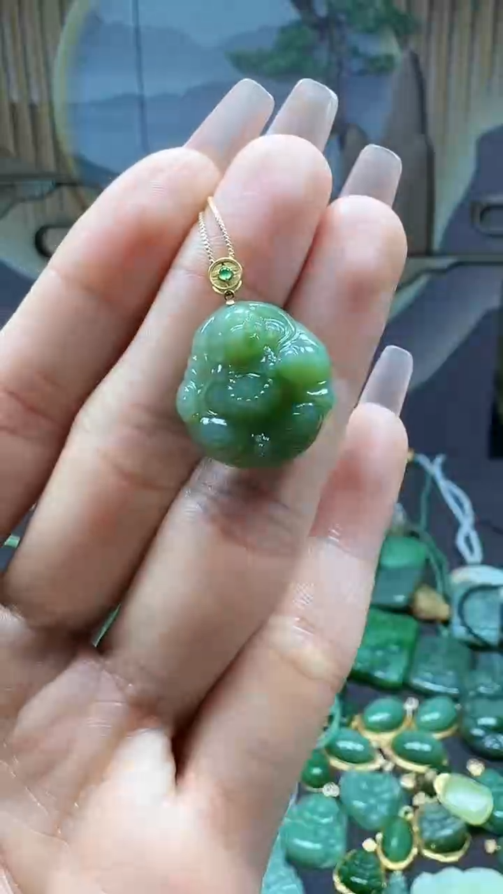 【闪购商品】和田玉吊坠(不含链)18K金镶嵌1