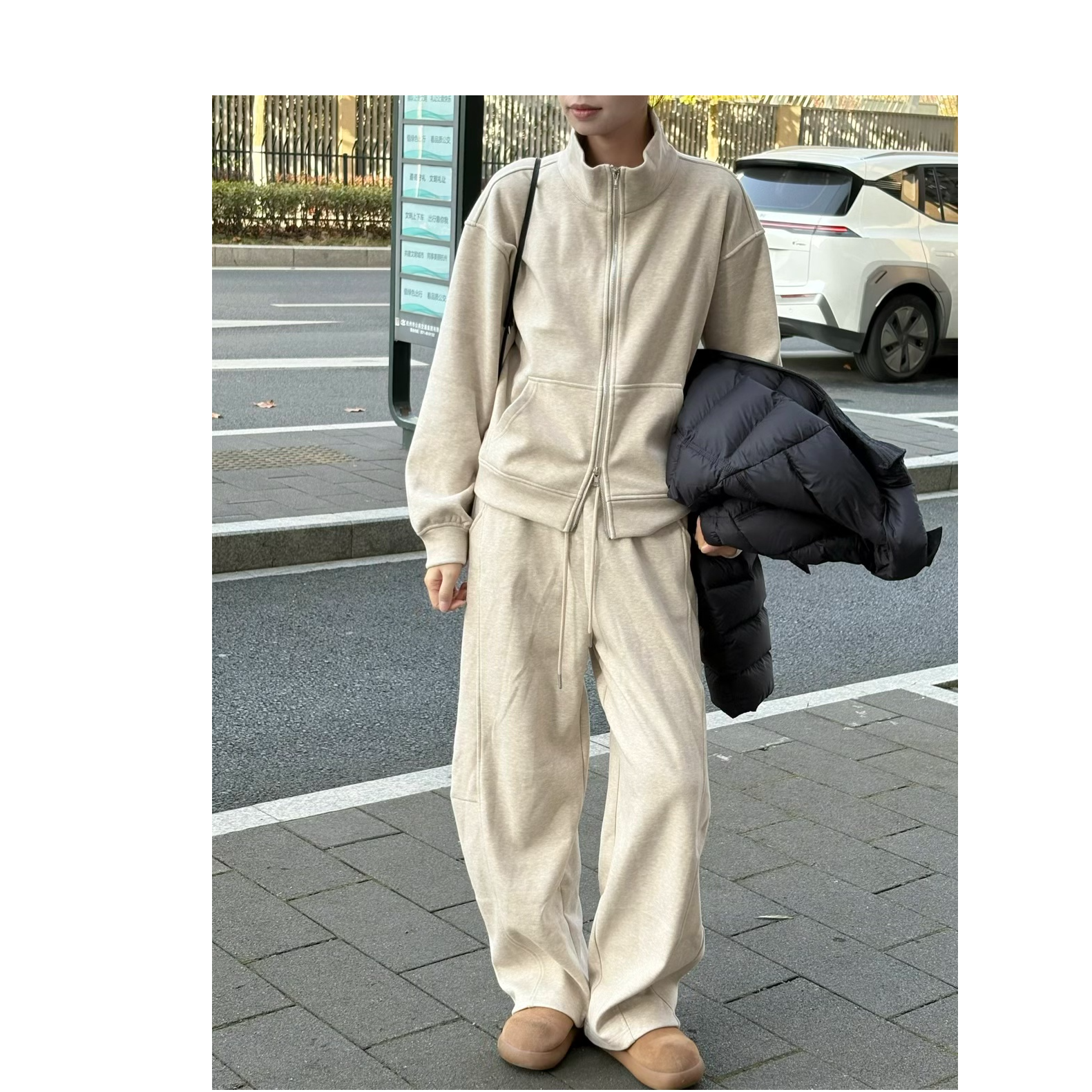 诗歌兰女装加绒卫衣套装  清