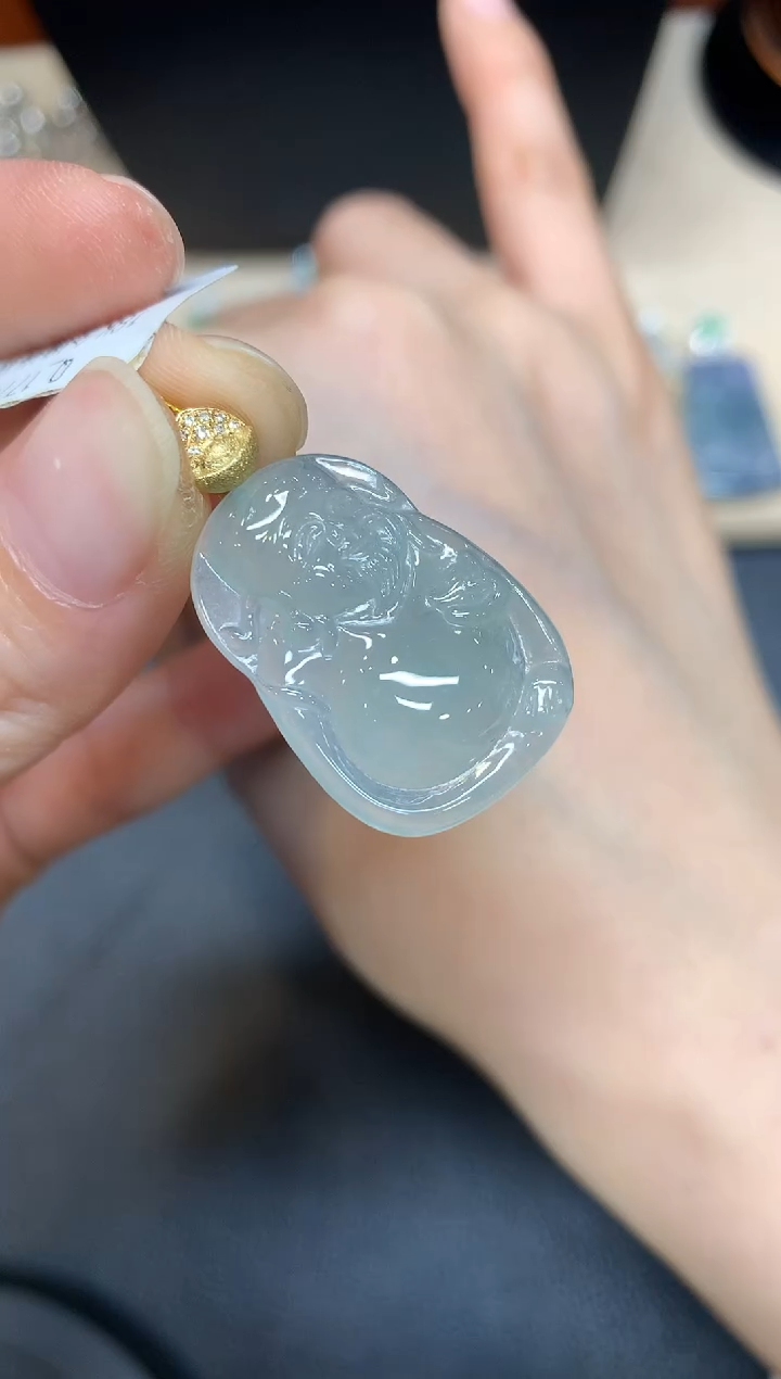 【闪购商品】翡翠颈饰18K金镶嵌财神【无服务费