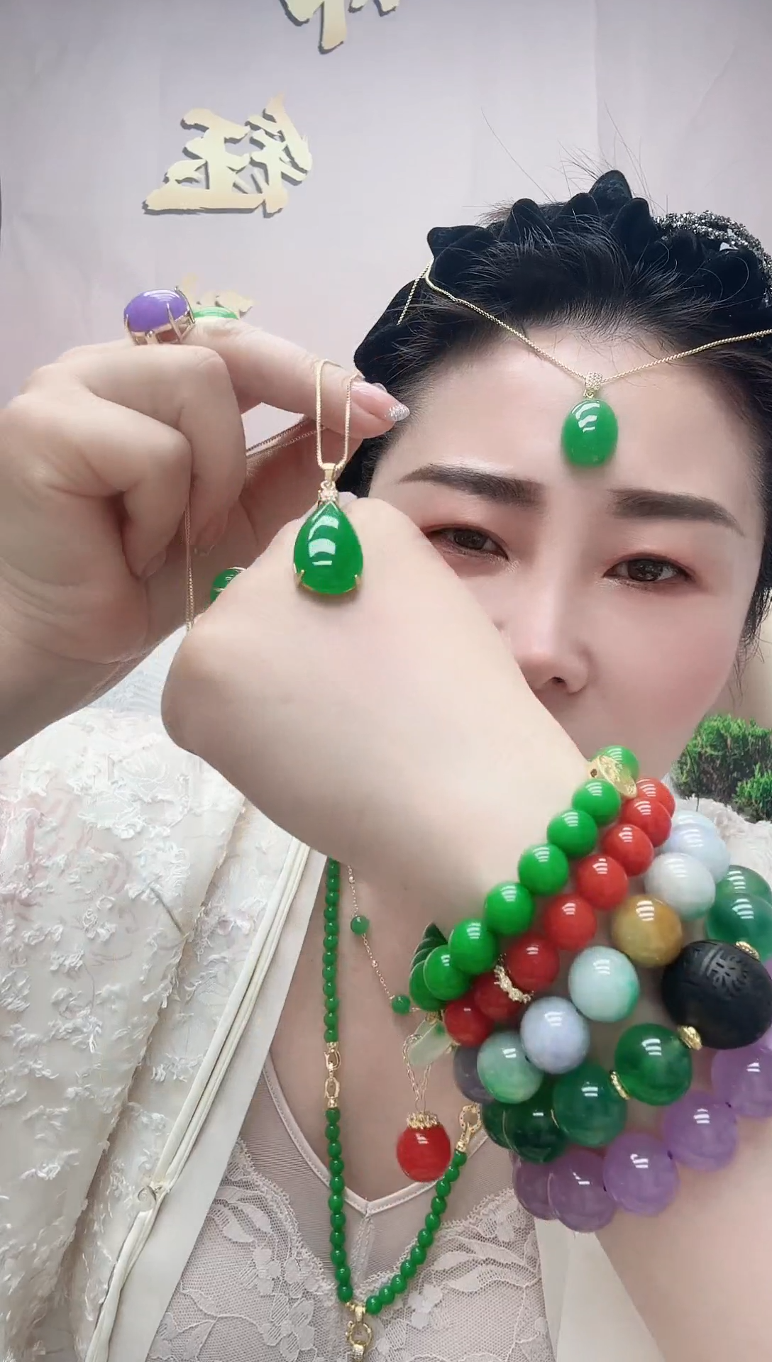 翡翠14K金镶嵌颈饰26号水滴吊坠