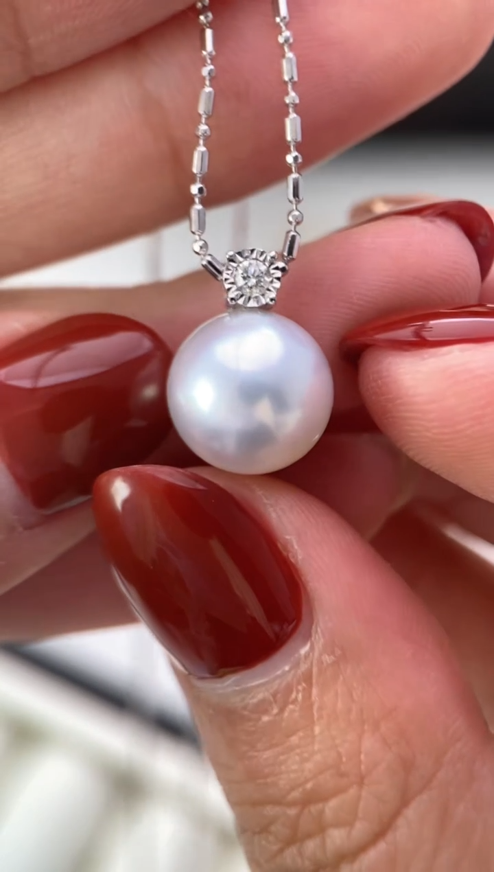 【闪购商品】海水珍珠吊坠(不含链)18K金镶嵌11-12mm澳白王妃吊坠