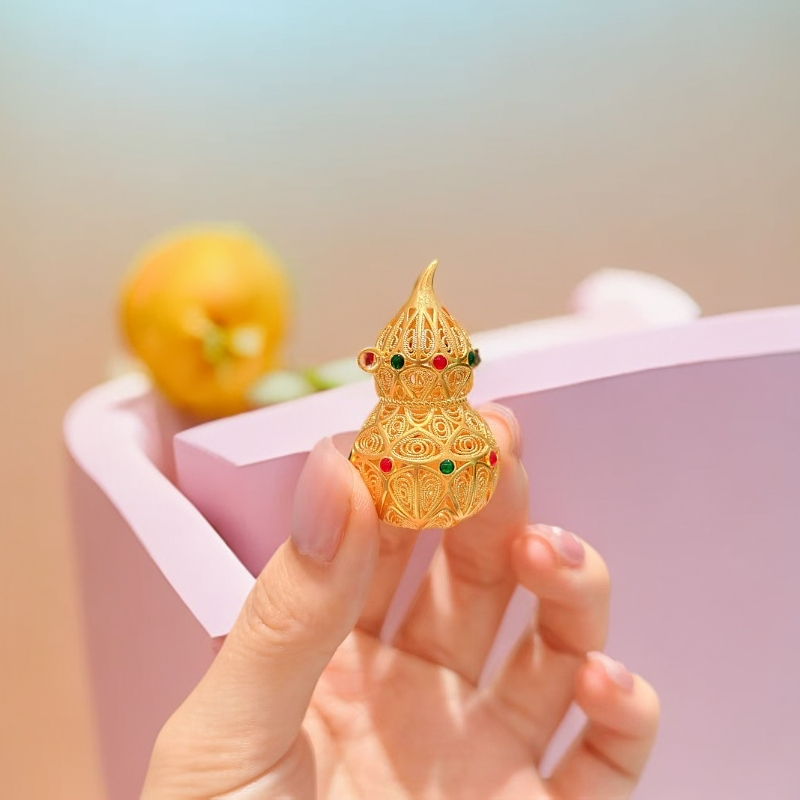 吊坠足银 足银吊坠 花丝镂空葫芦吊坠古法工艺复古精美手工气质