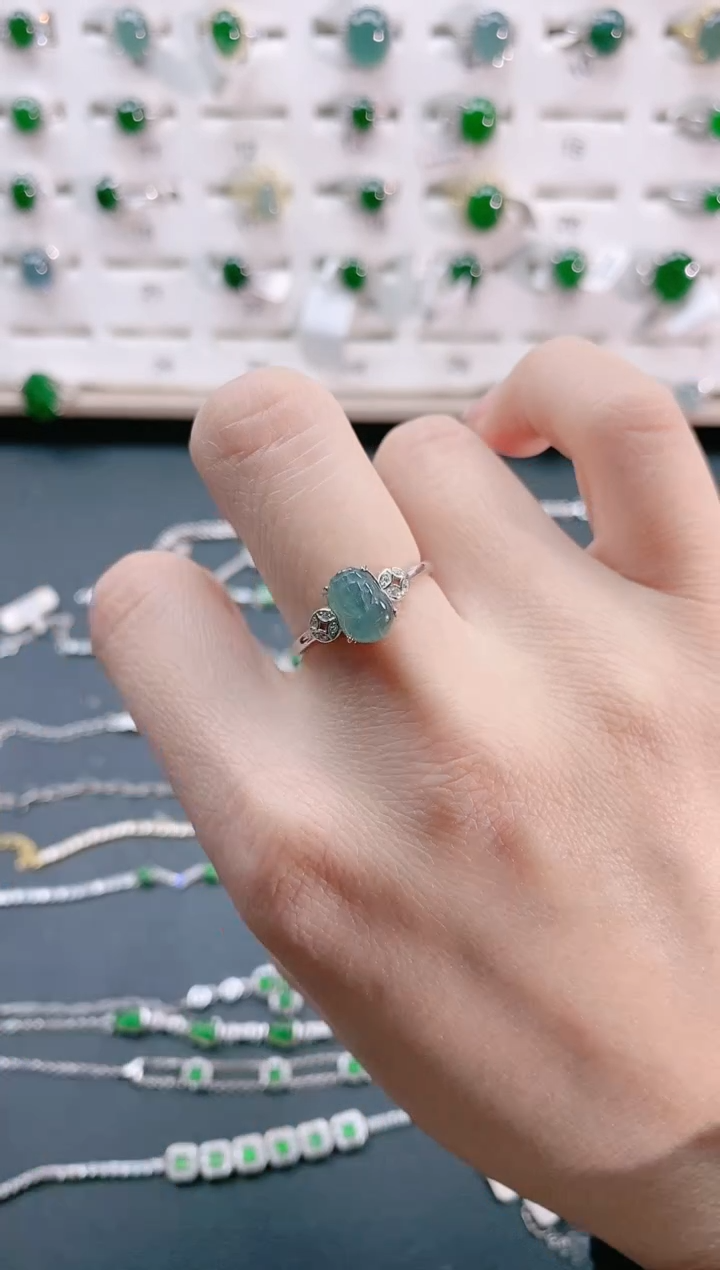 【闪购商品】翡翠戒指银S925镶嵌天然翡翠