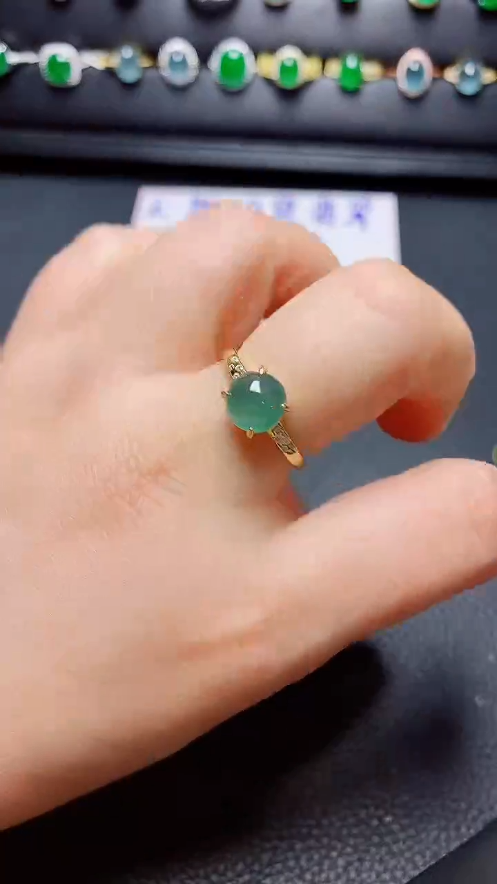 银S925镶嵌戒指翡翠 天然翡翠A货s925银镶