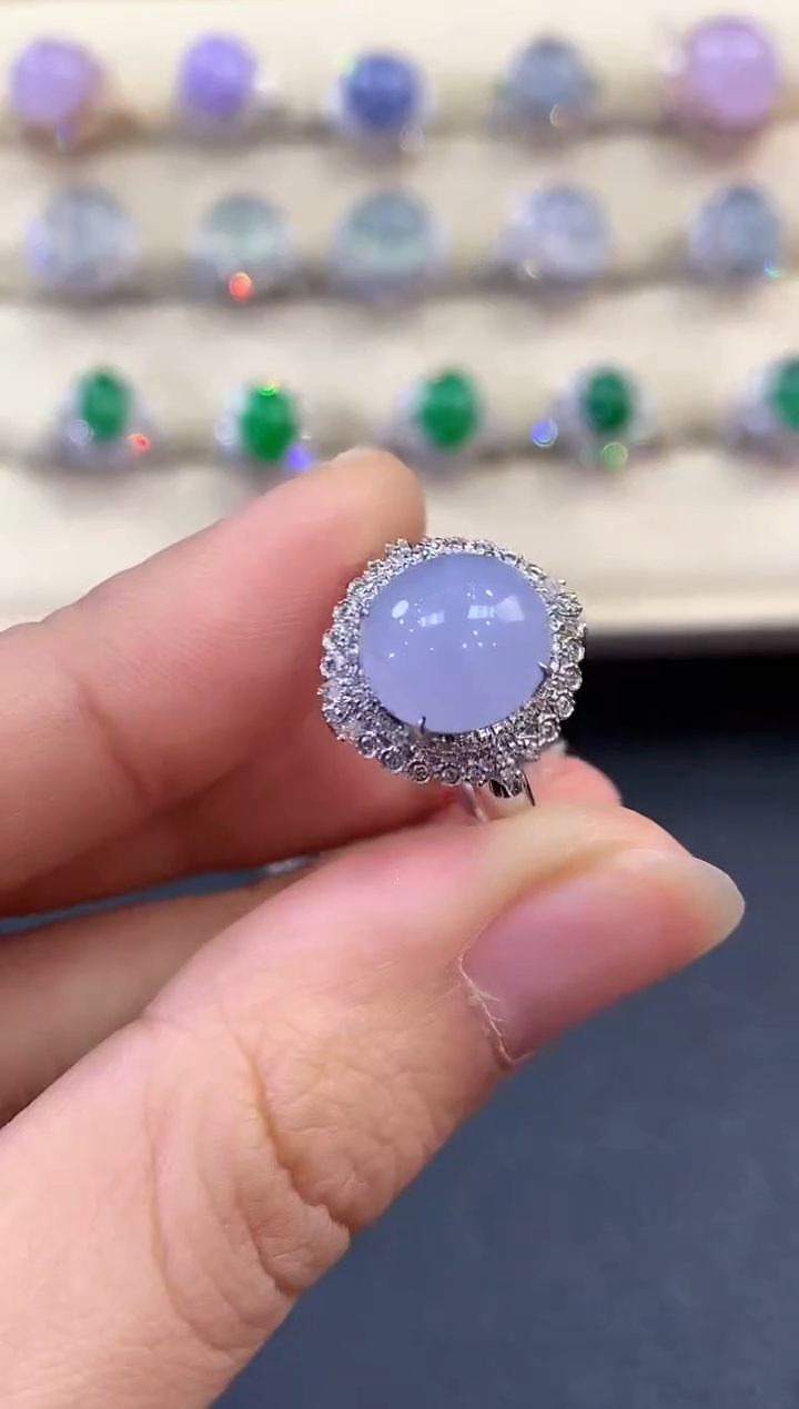 【闪购商品】翡翠戒指18K金镶嵌 B77      有色差