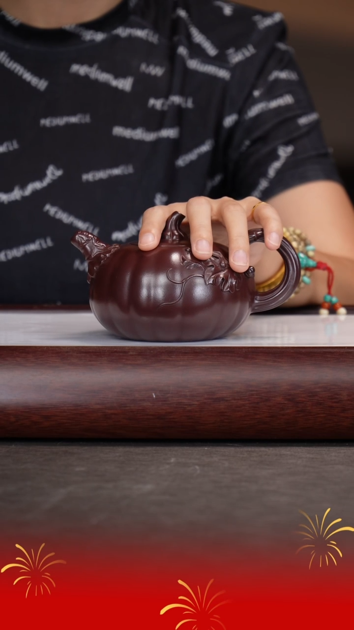 茶壶紫砂葛岳纯/老紫泥/南瓜/300c