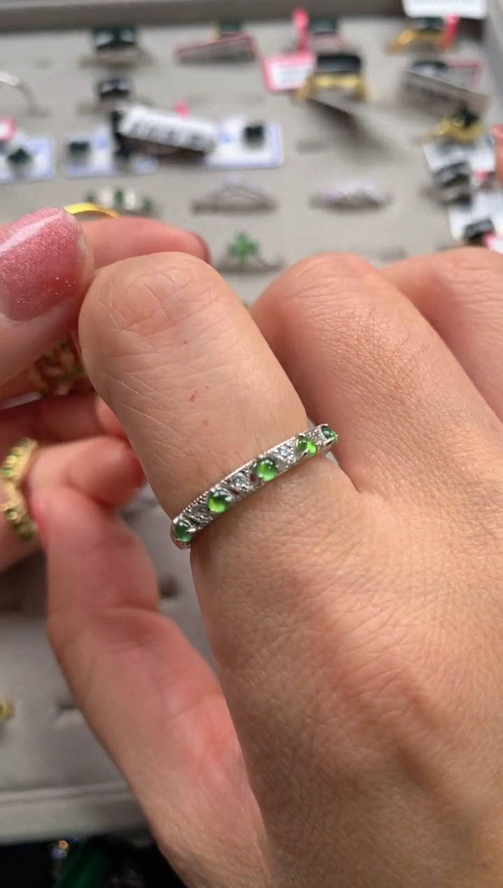 【闪购商品】翡翠戒指银S925镶嵌111111111     9