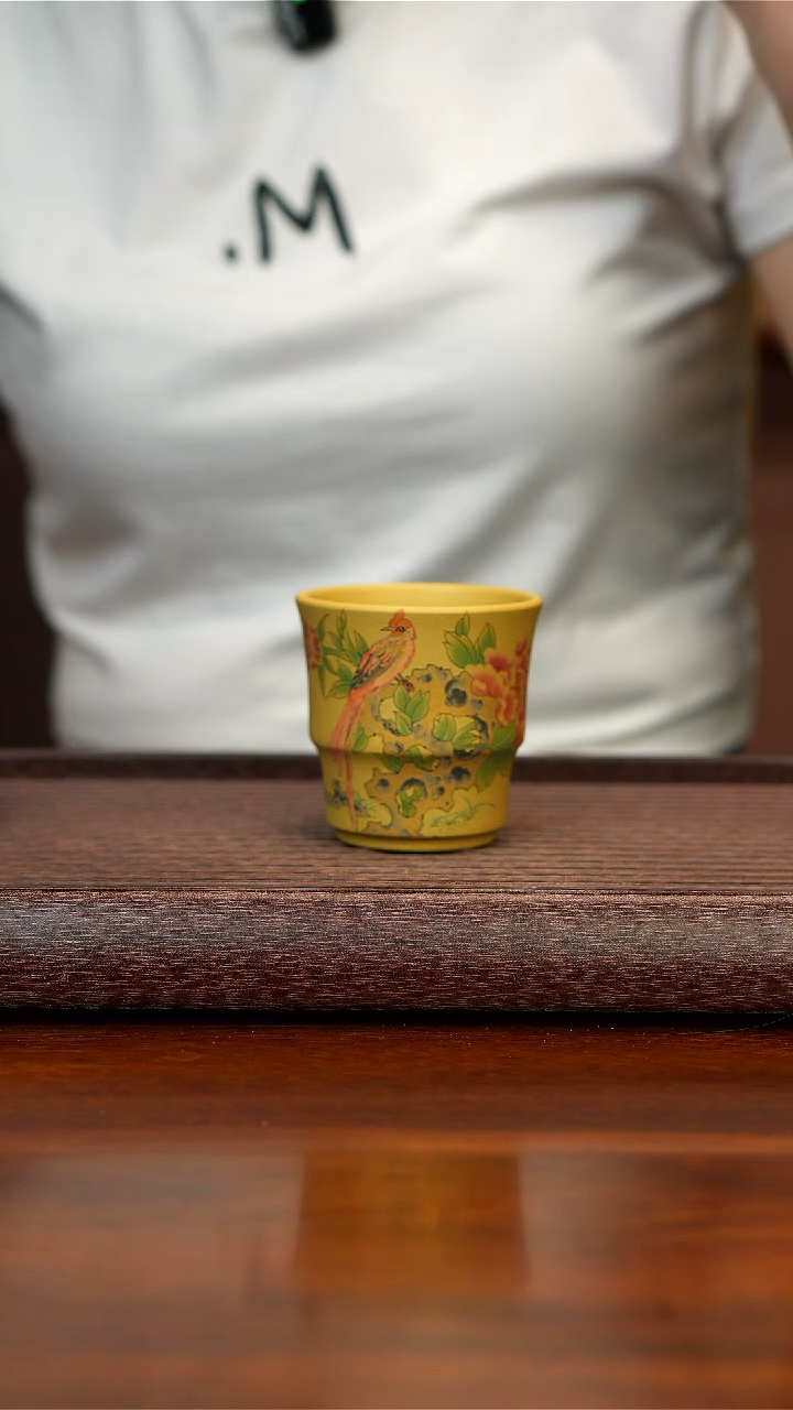 紫砂茶宠段泥太湖石鸟杯