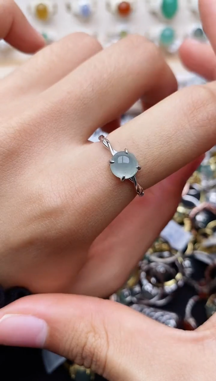 【闪购商品】翡翠戒指银S925镶嵌缅甸翡翠