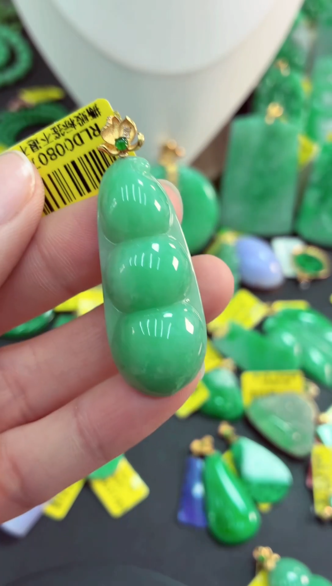 吊坠(不含链)18K金镶嵌翡翠天然缅甸翡翠A货