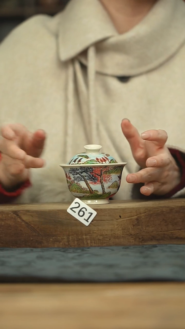 设计师手作款 泥古手绘系列 盖碗