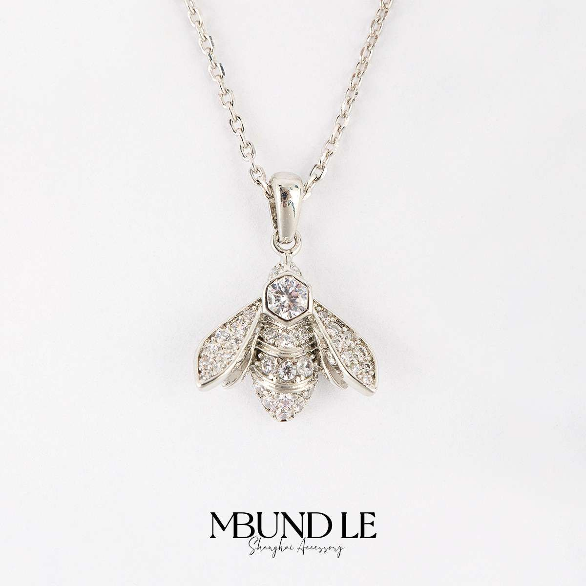 摩邦珠宝 铜合金合成锆石项链 小蜜蜂项链