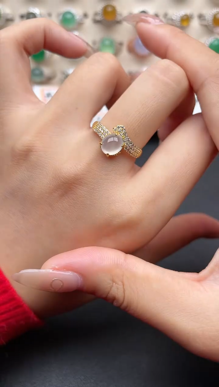 【闪购商品】翡翠戒指银S925镶嵌一物一证一礼盒