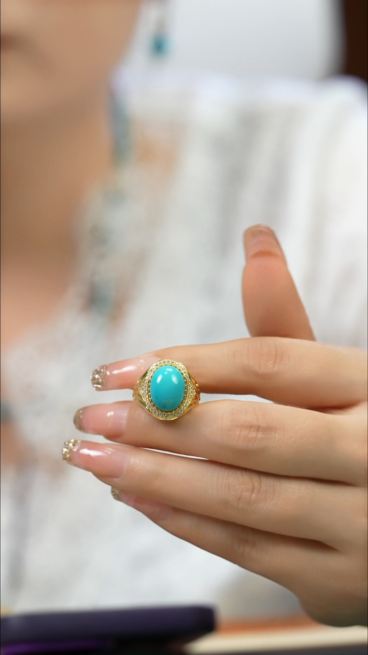 银S925镶嵌绿松石戒指精品