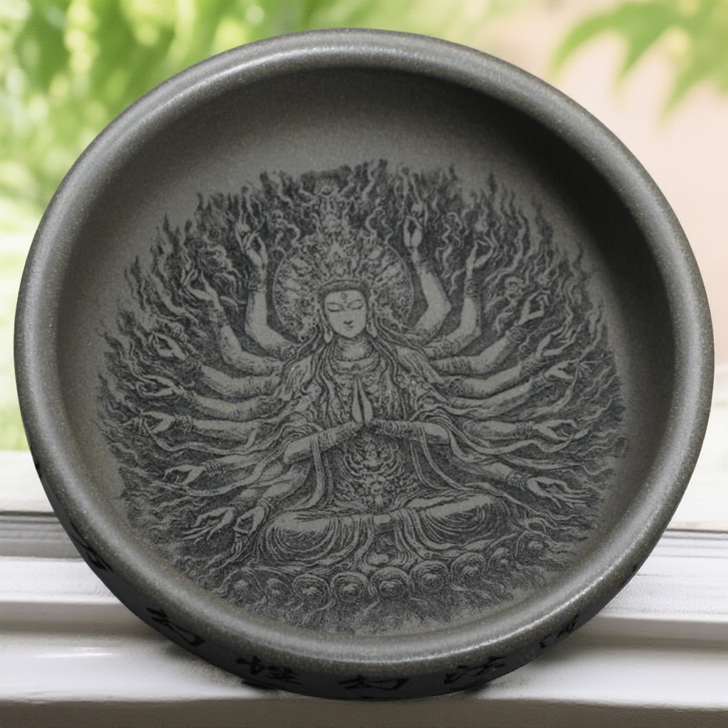 宜兴紫砂杯纯全手工主人杯原矿青灰泥紫砂杯千手观音普洱杯