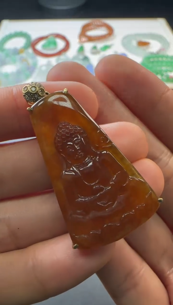 【闪购商品】翡翠颈饰18K金镶嵌不退不换 无鉴赏期