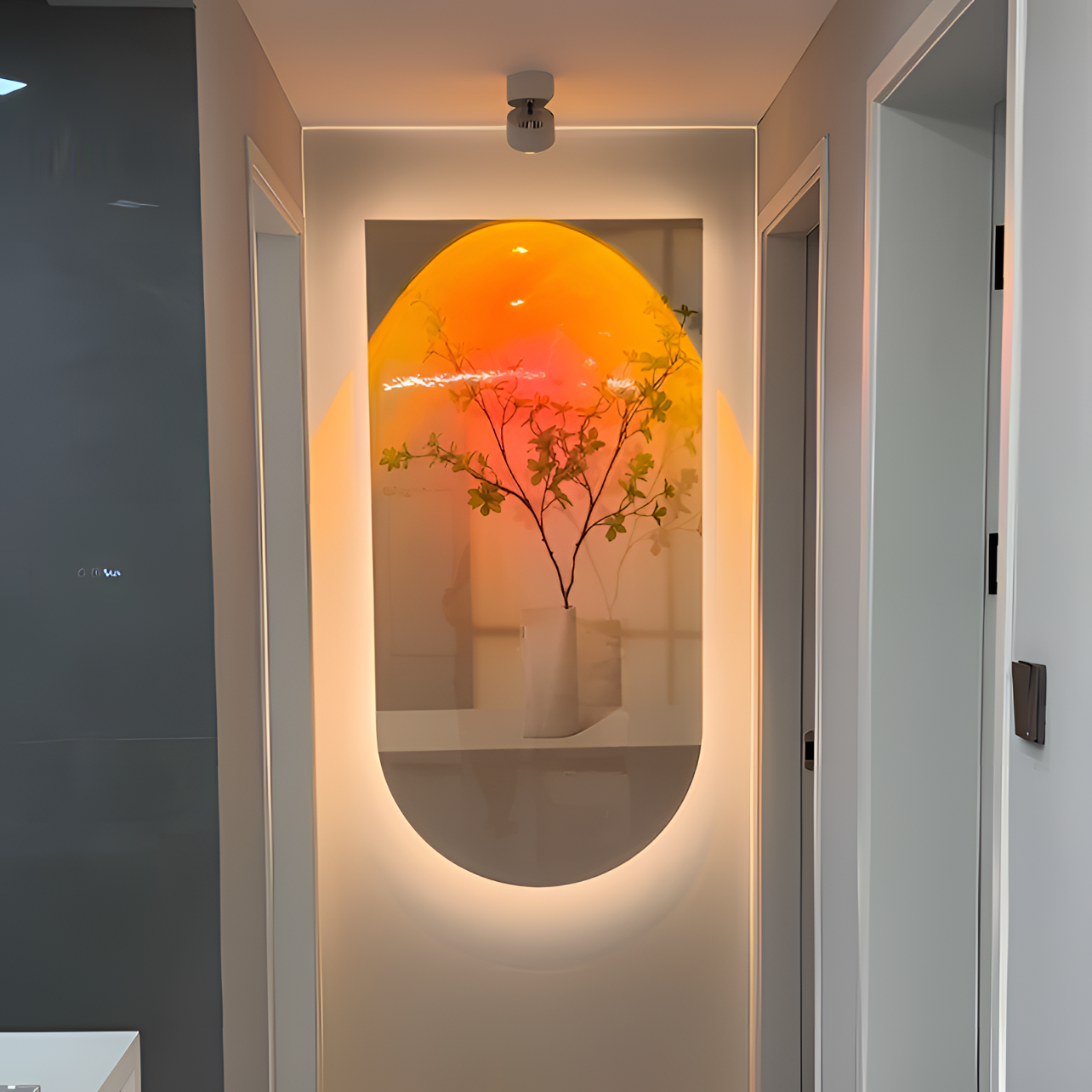 小清新光影绿植客厅玄关装饰画高级氛围感走廊尽头过道挂画