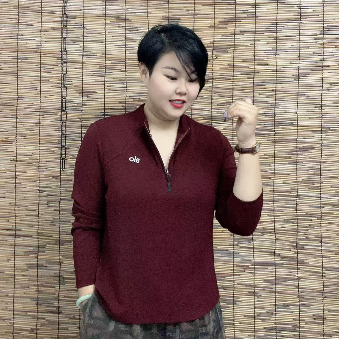 长袖小立领休闲减龄半拉链小衫 长袖上衣
