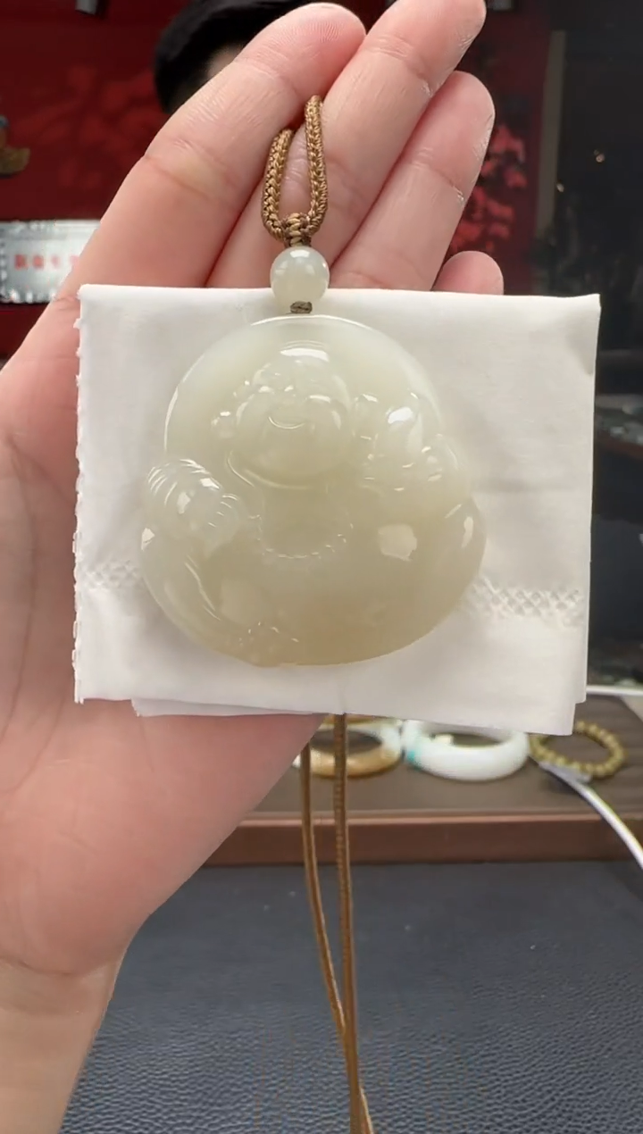 【闪购商品】和田玉颈饰未镶嵌藕粉大佛