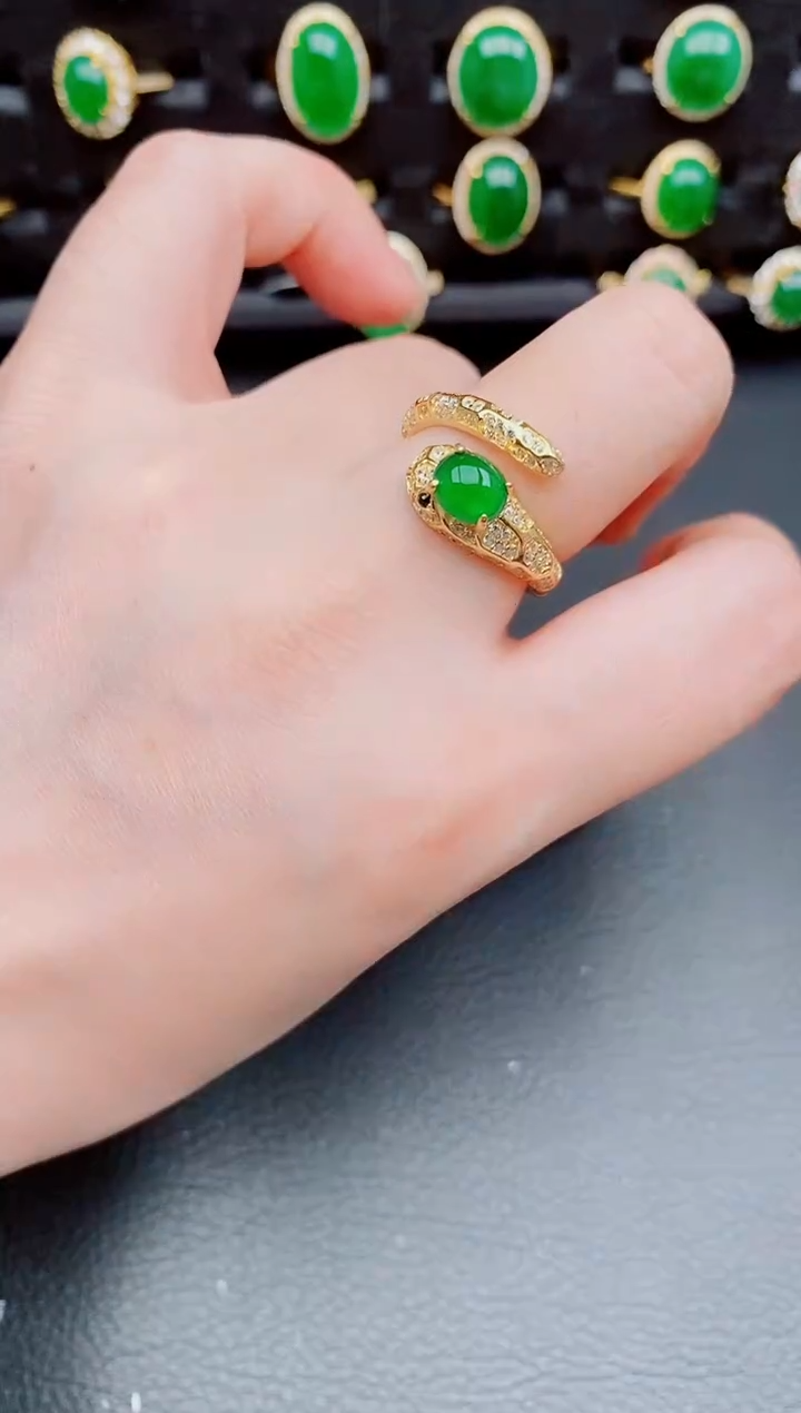 【闪购商品】翡翠戒指银S925镶嵌天然a货翡翠248