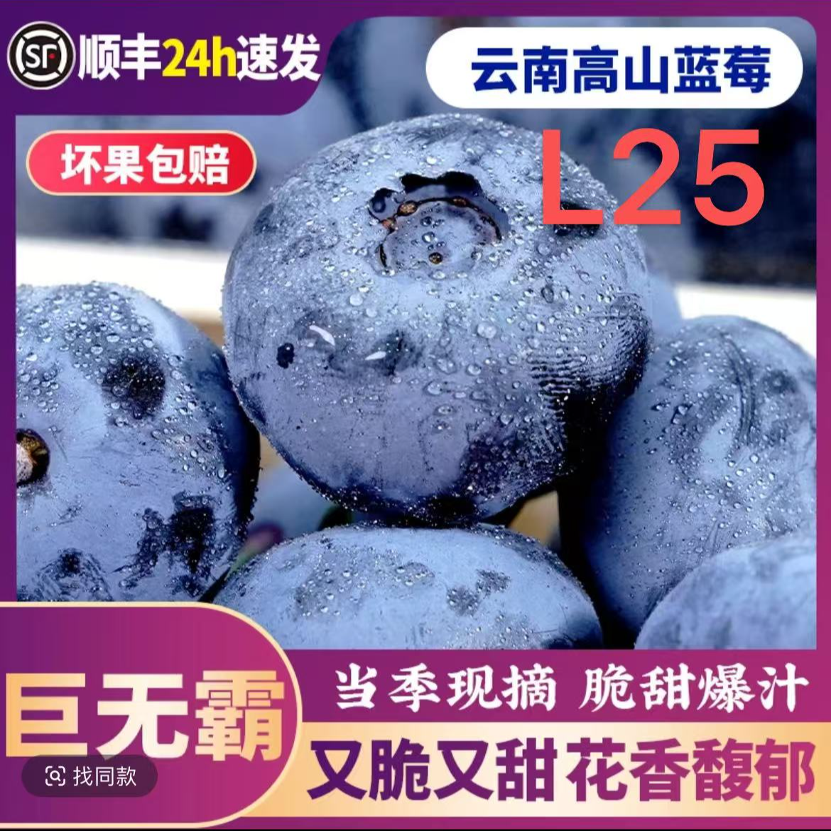[KK]云南高山花香蓝梅L25品种纯甜18+蓝莓顺丰包邮