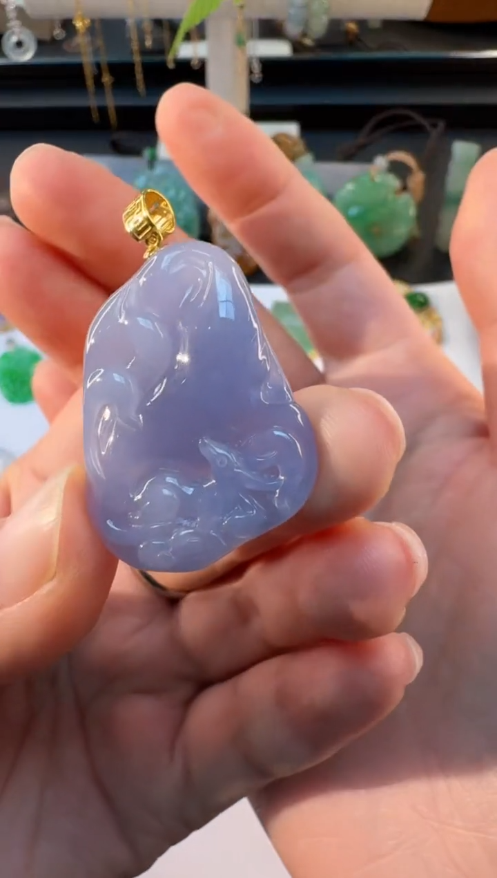 【闪购商品】翡翠颈饰18K金镶嵌缅甸翡翠A货吊坠