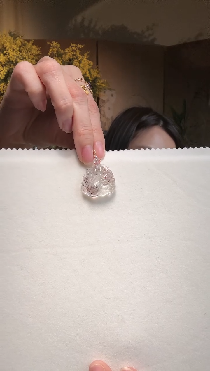 【闪购商品】水晶吊坠(不含链)18K金镶嵌1500凤九