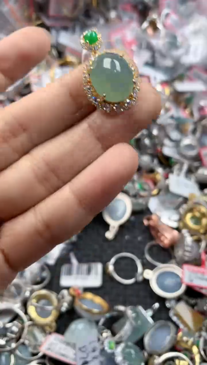 银S925镶嵌戒指翡翠999----1