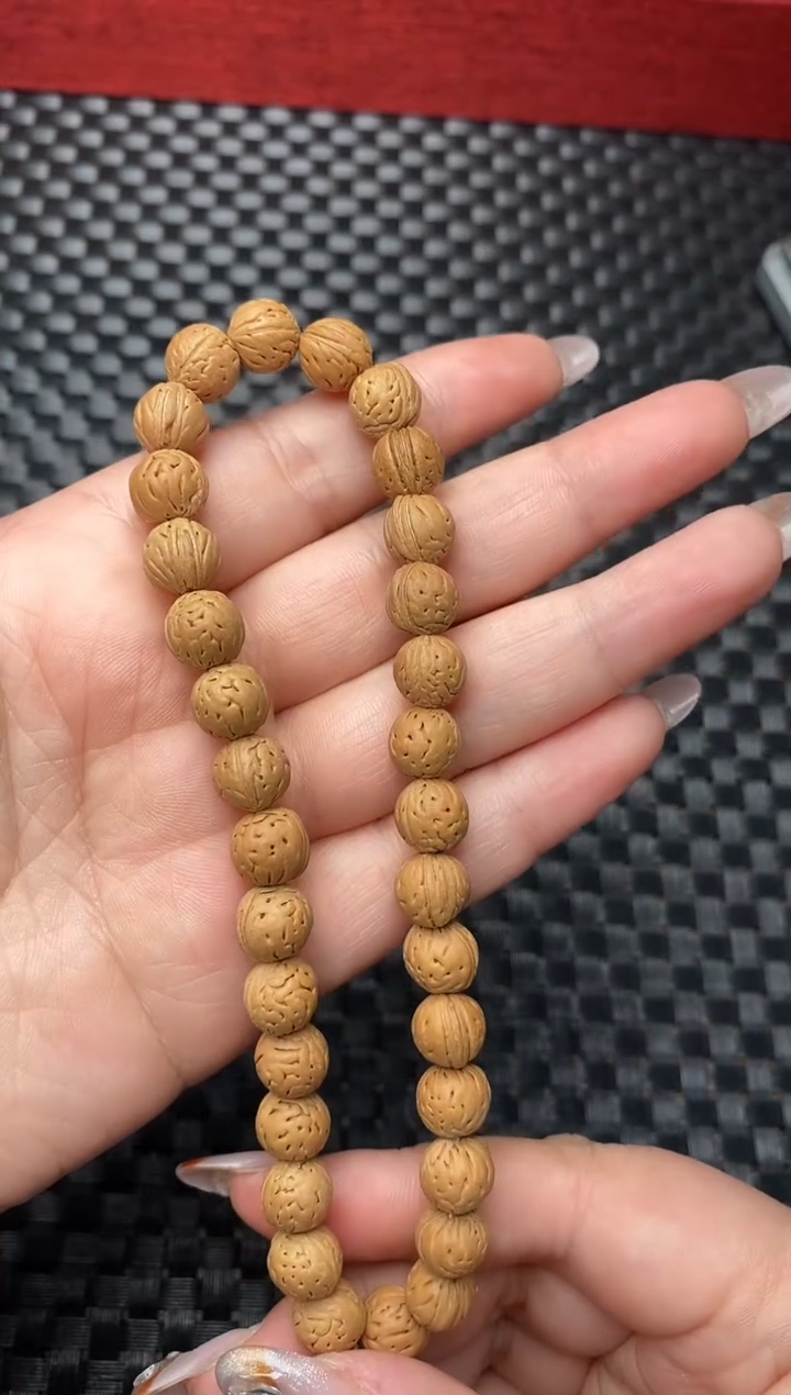 把件文玩核桃Q*0.9野生桃核手串