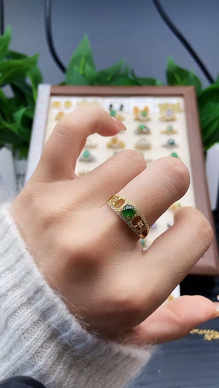 银S925镶嵌戒指翡翠12