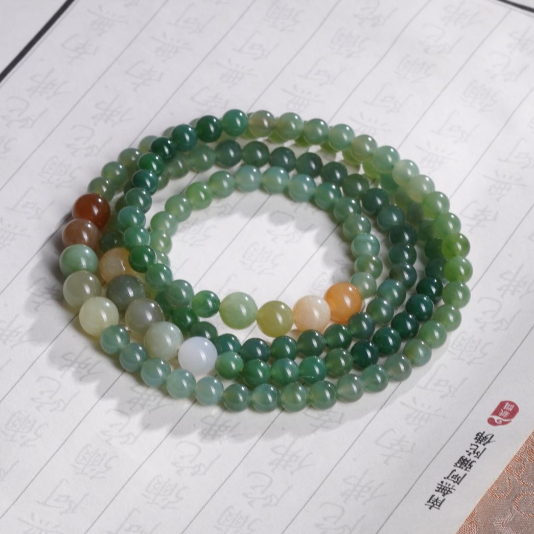天然碧玉多圈手串简约百搭设计款—多样性发其一