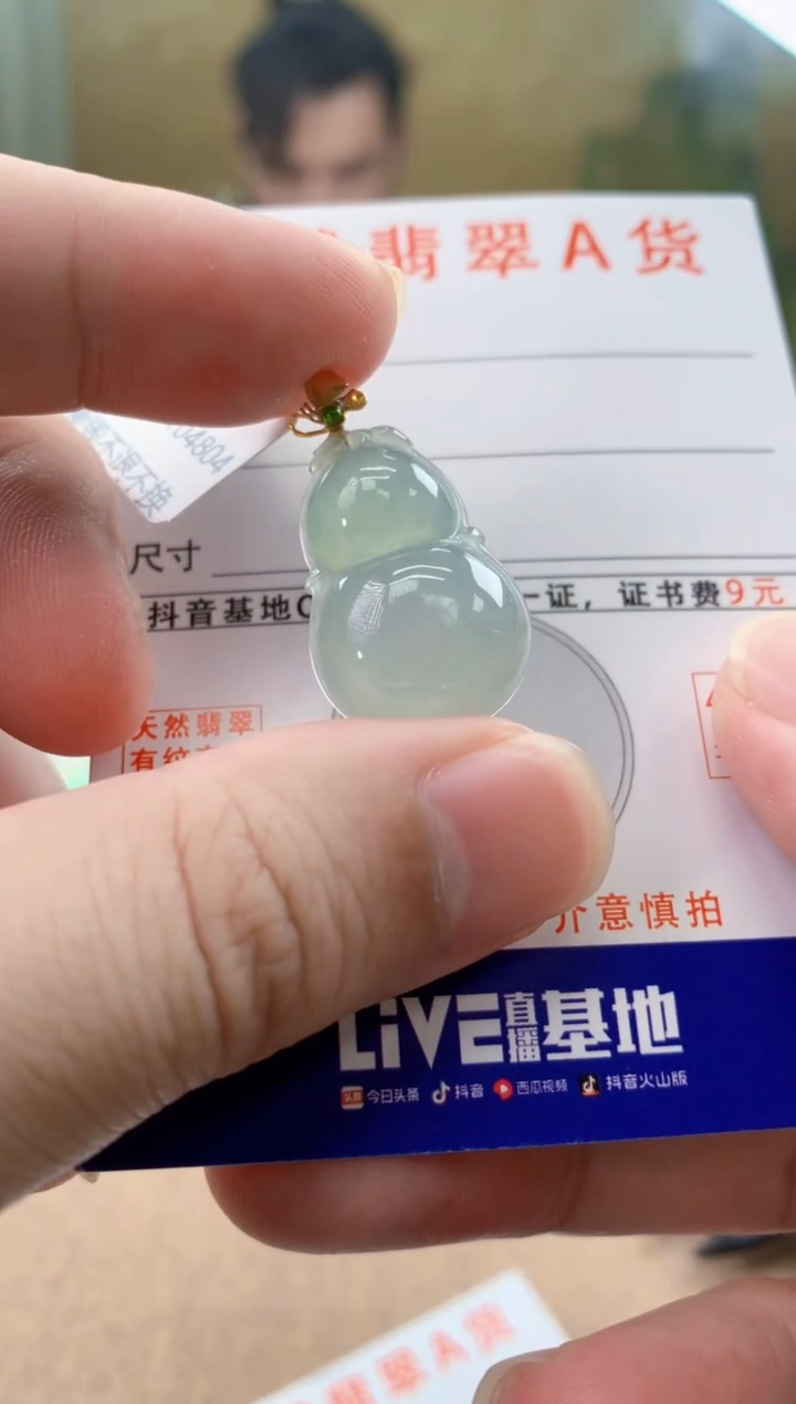 颈饰18K金镶嵌翡翠天然A货翡翠挂件